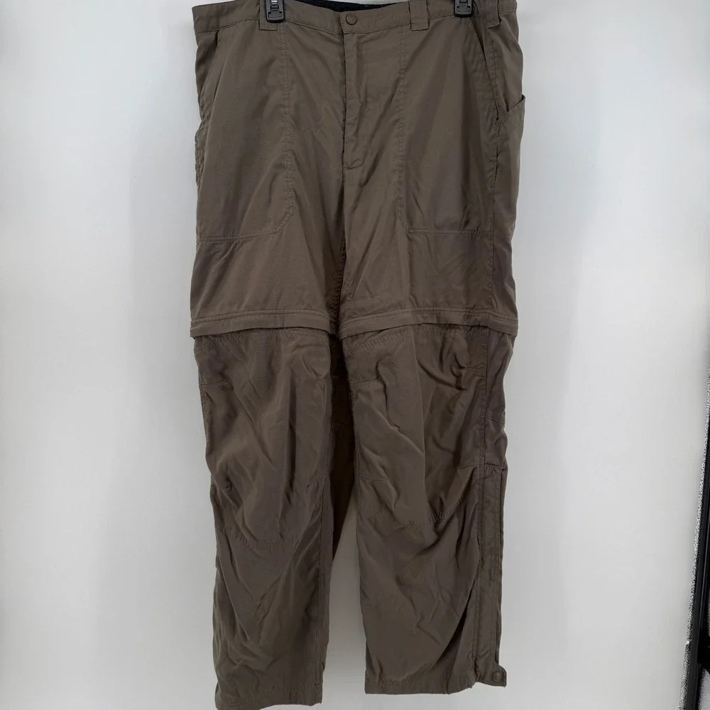 LL Bean Mens Convertible‎ Zip Off Hiking Pants Khaki Nylon Size XL REG